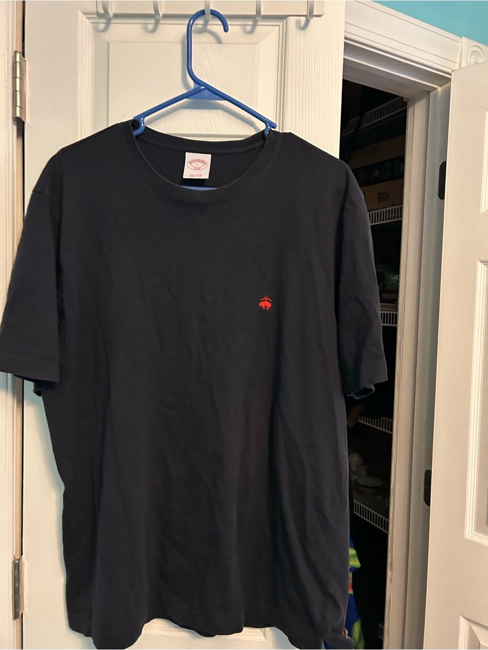 Brooks Brothers Navy Short Sleeve Tee with Small Red Logo